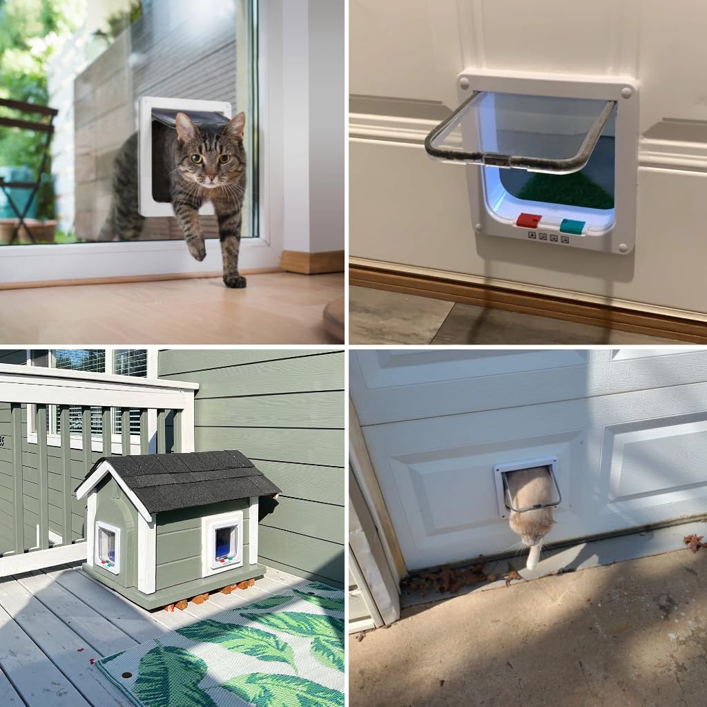 Cat Door, Weatherproof Cat Flap Door, 4-Way Locking Large Pet Door for Cats & Dogs - Image 2