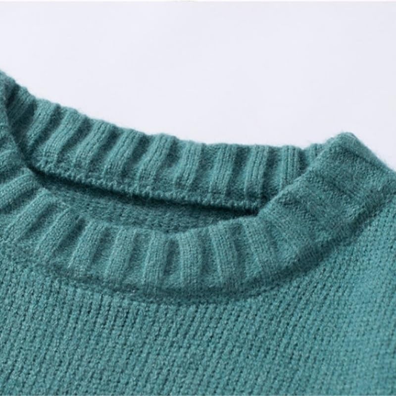 Men's Winter Color Blocking Knitted Round Neck Sweater Casual Oversized Loose Sweaters Gray