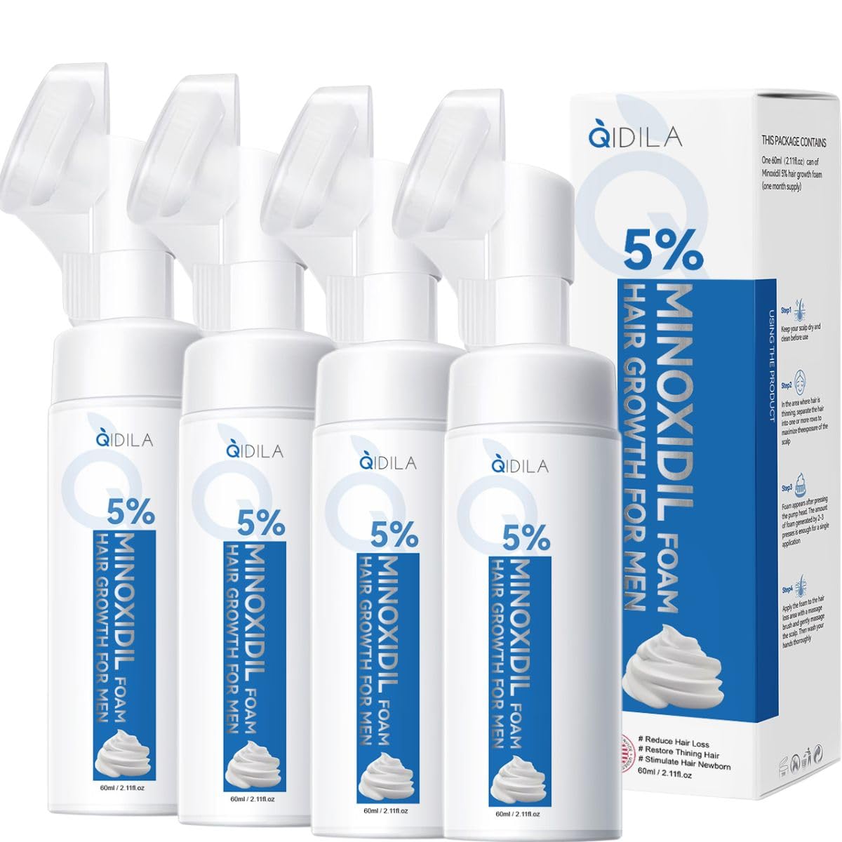 5 Minoxidil Foam for Men Hair and Beard Regrowth Dermatologist-Recommended Lightweight Topical Solution Thicker Fuller Hair Growth Treatment