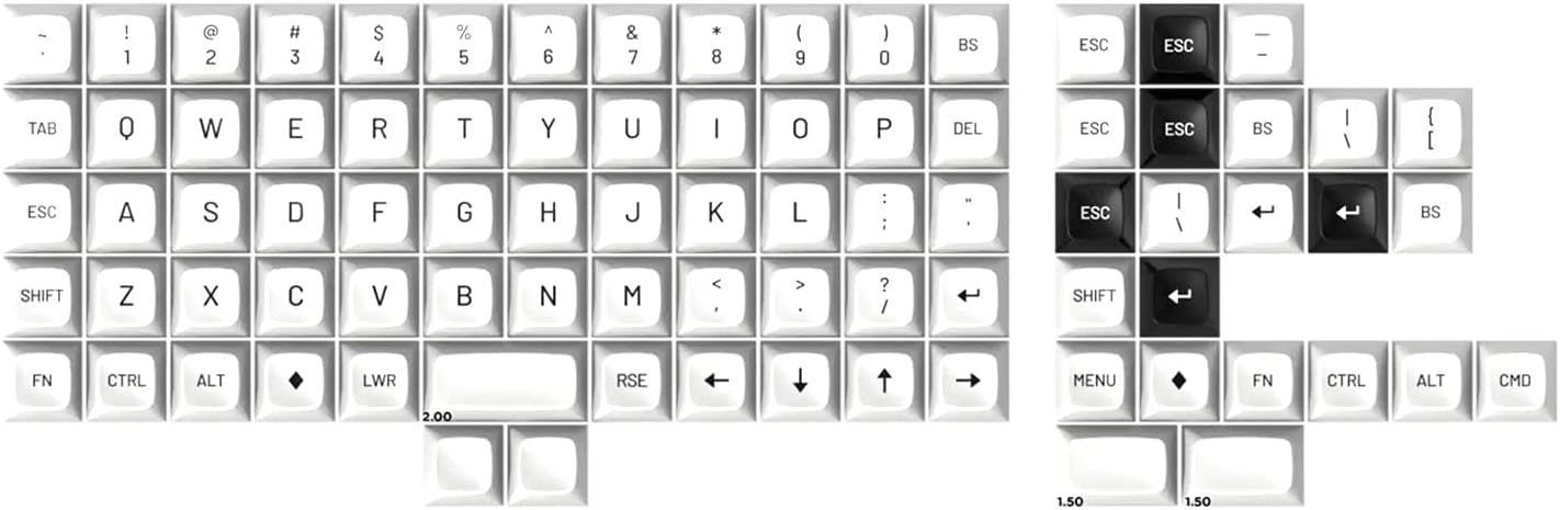 Ymdk Planck Niu40 Preonic 40% Keycaps Wit Grijs Zwart Gradiënt