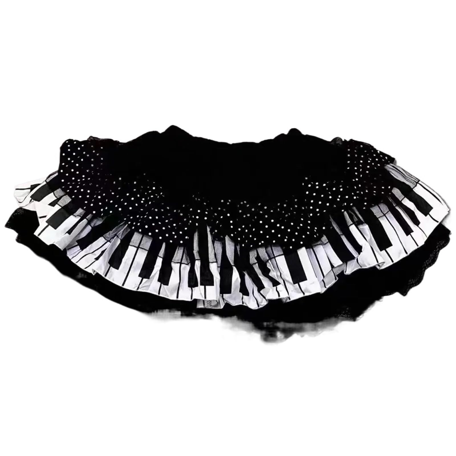 Falda gótica Faldas Punk con Encaje de Lunares en Blanco y Negro for niñas