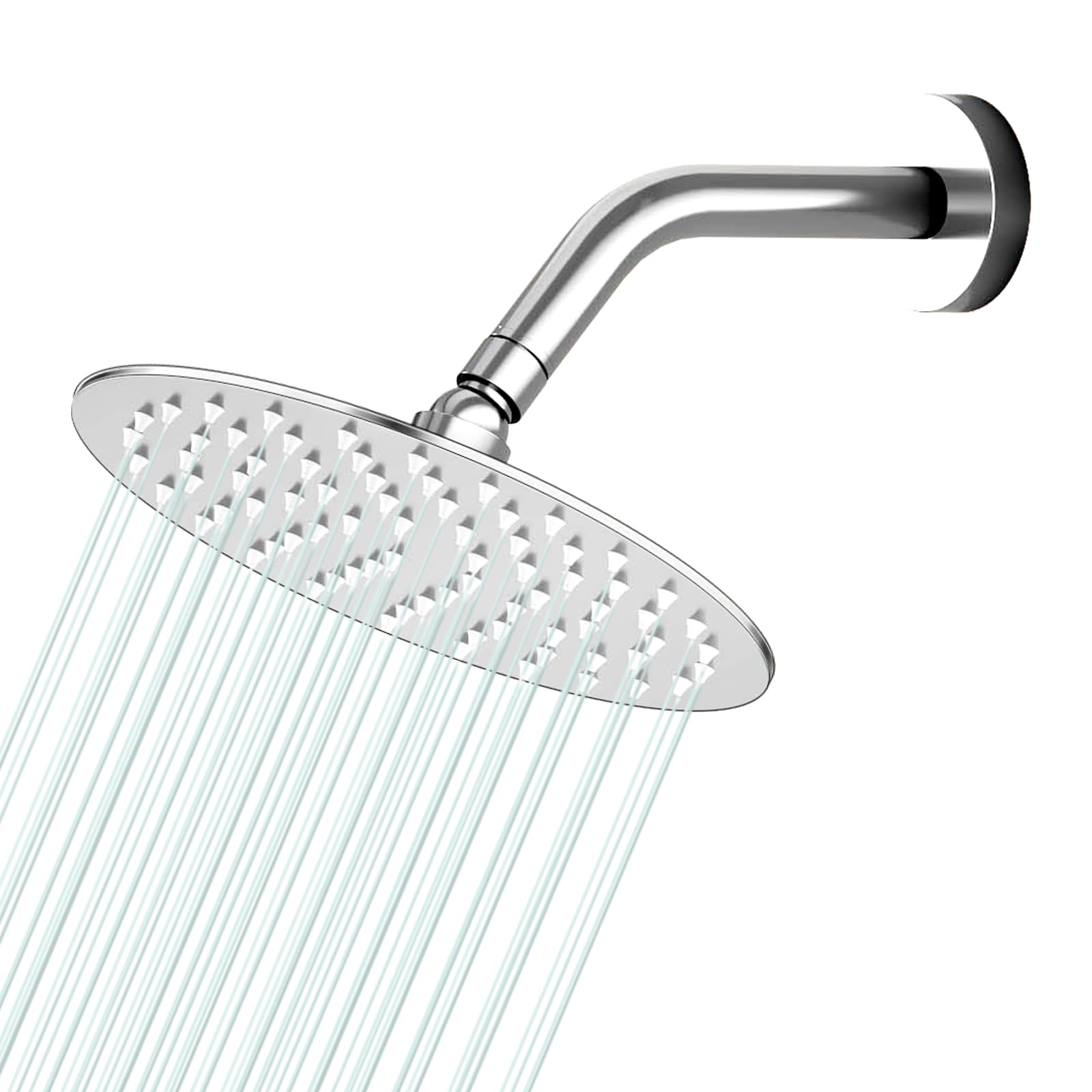AULEEND 10" Round Shower Head High Flow Stainless Steel Rain Shower Head High Pressure Design (Brushed Gold) (Chrome, 6)
