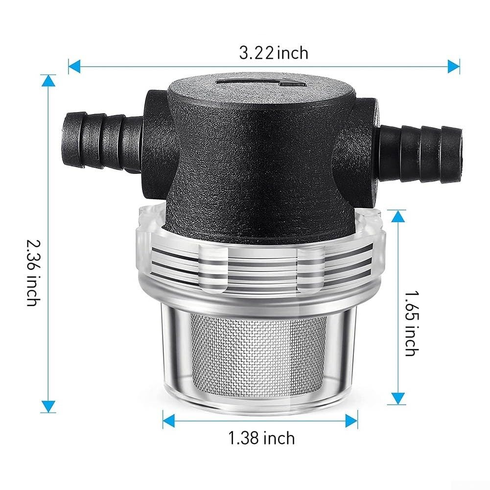 1/2 Zoll Wasserfilter Edelstahl 50 Mesh Inline Sieb für Pumpe Sprüher Hochdruckreiniger Transparent Gehäuse Leicht zu Reinigen