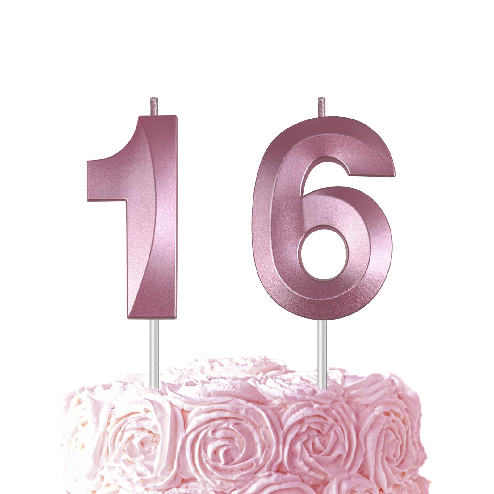 Pink Birthday Number 16 Candles for Wedding Party Cake Decorations