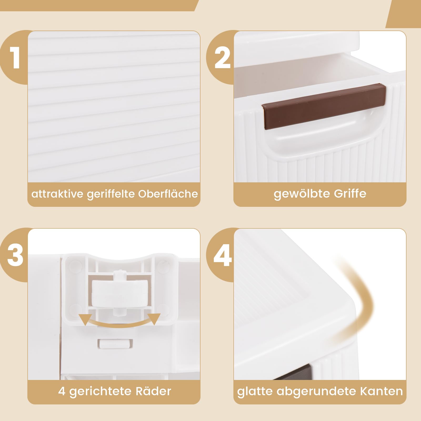 GOPLUS Wąska szafka łazienkowa z szufladami i kółkami, szafka toaletowa na papier toaletowy, regał niszowy, szafka apteczna, szafka łazienkowa (z 4 szufladami)