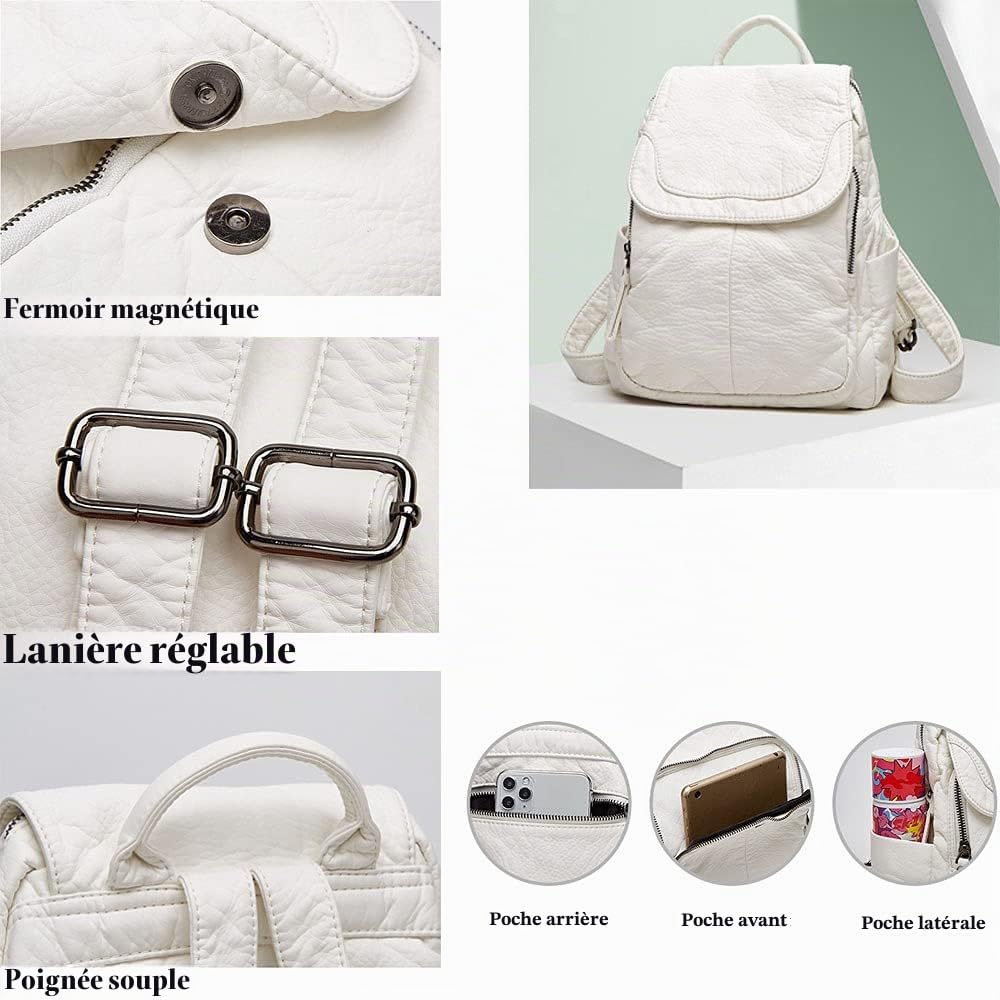 Petit sac à dos tendance en cuir synthétique souple pour femme