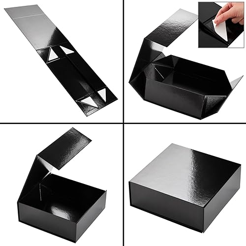 Miniatura 5 de Paquete de 6 cajas de regalo magnéticas cuadradas grandes con tapa, para padrinos de boda y damas de honor para propuestas, blanco brillante (9.5 x