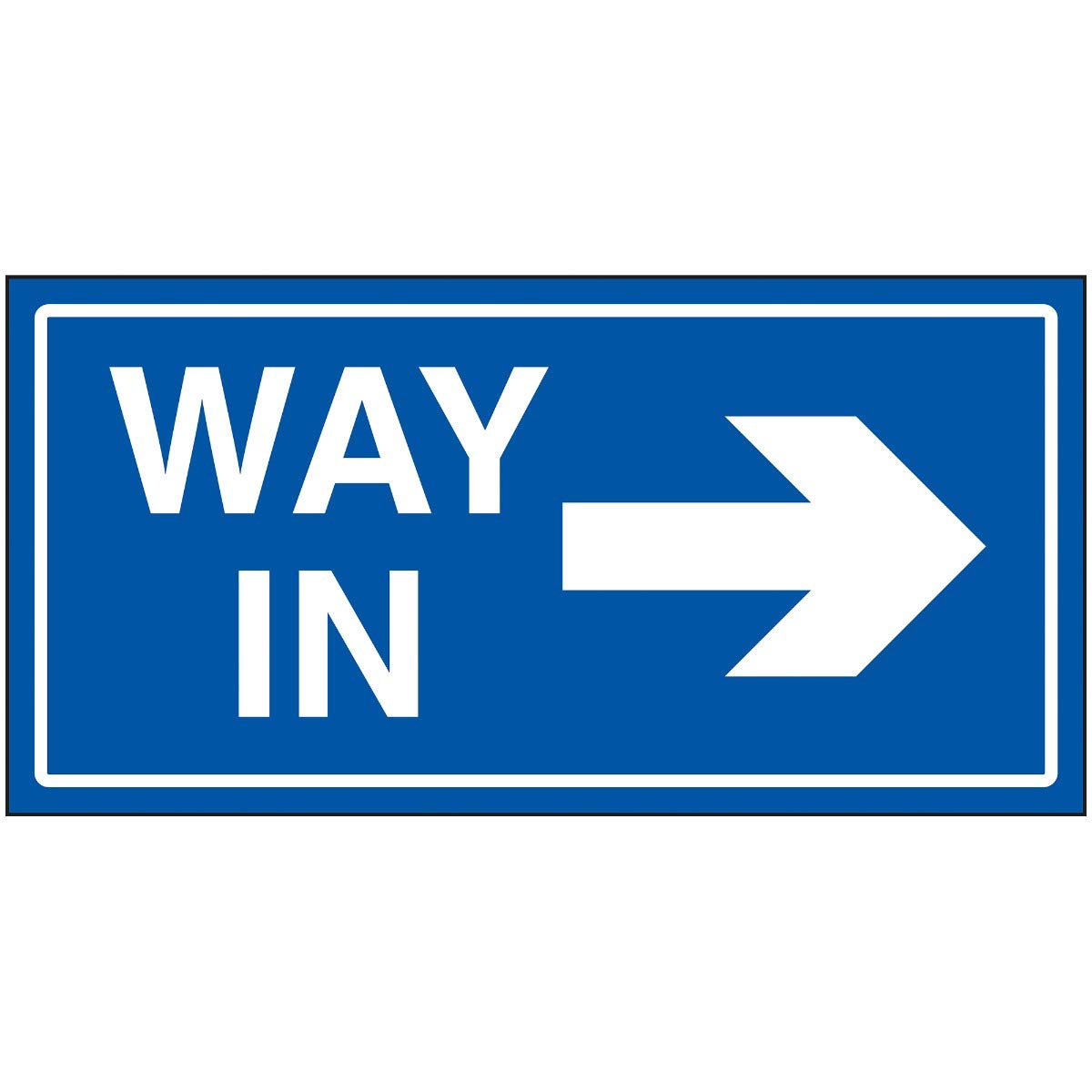 V Safety Way in Arrow Right Sign - 300 x 150 mm - Blue Rigid Plastic Safety Sign