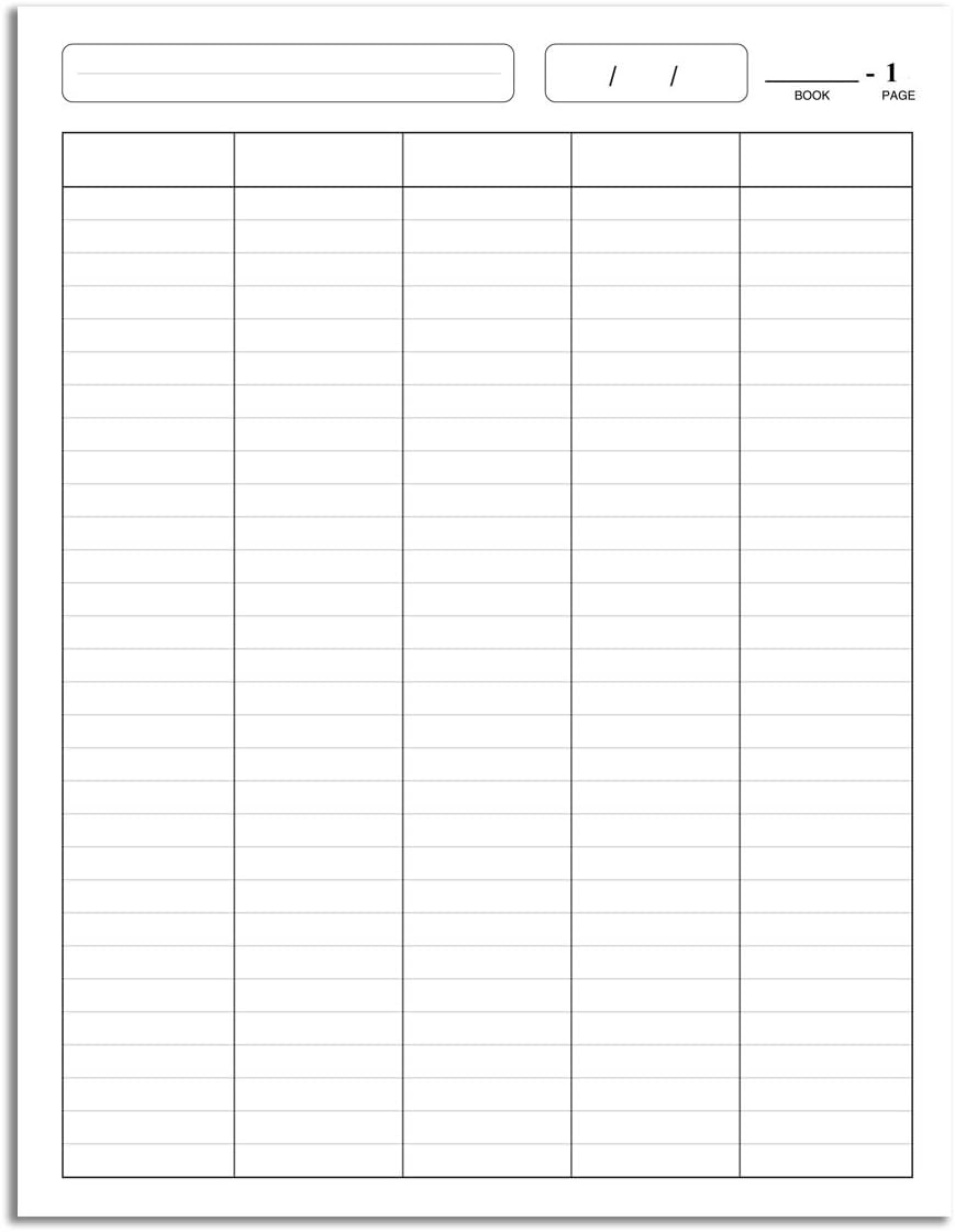 BookFactory Black 5 Column Log Book Multipurpose Black Log Book - 120 Pages - 8.5'' x 11'', Black Cover, Section Sewn Hardbound (Made in USA)