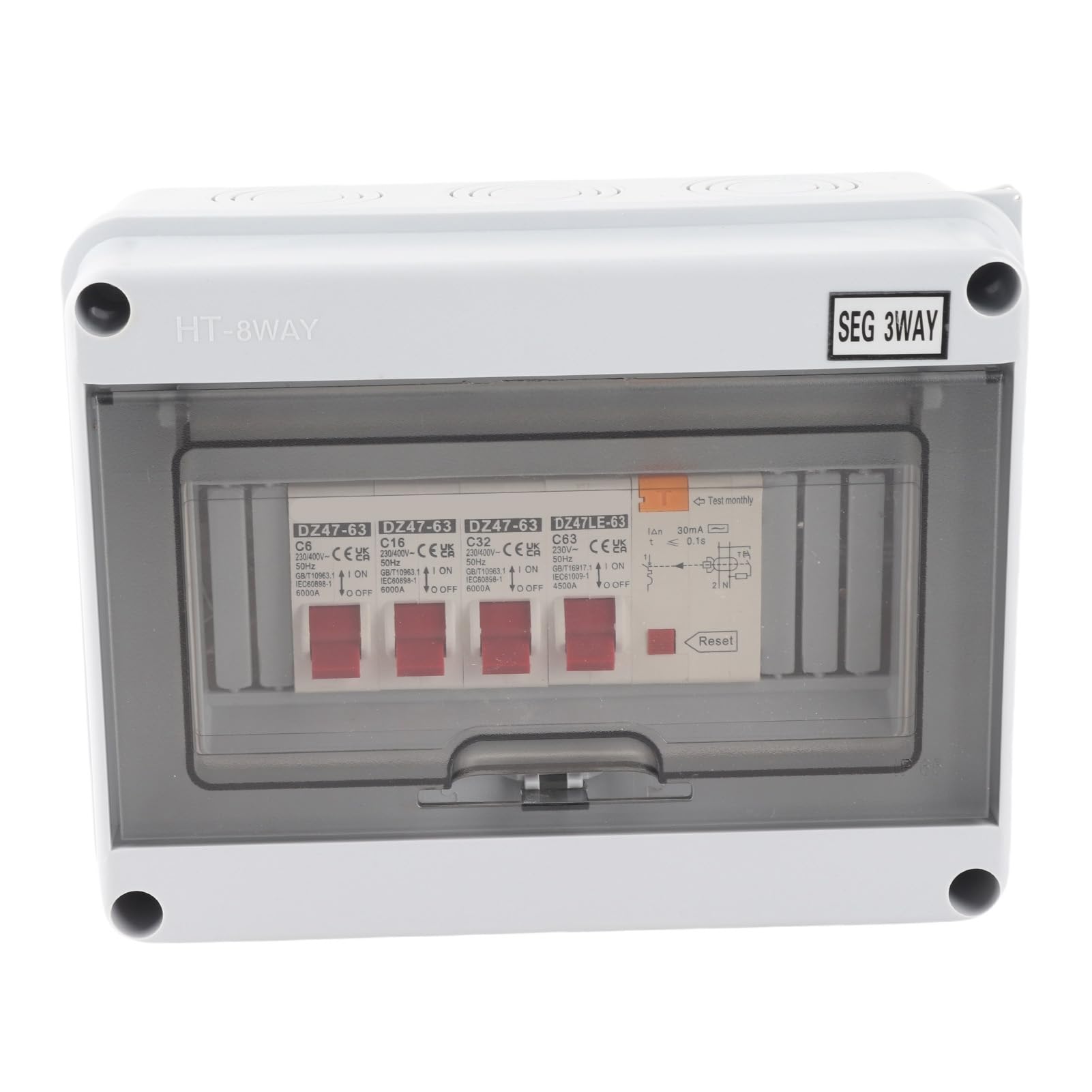 Unidad de consumo 63 A con protección IP65, panel de disyuntores mini para taller, garaje y caravana