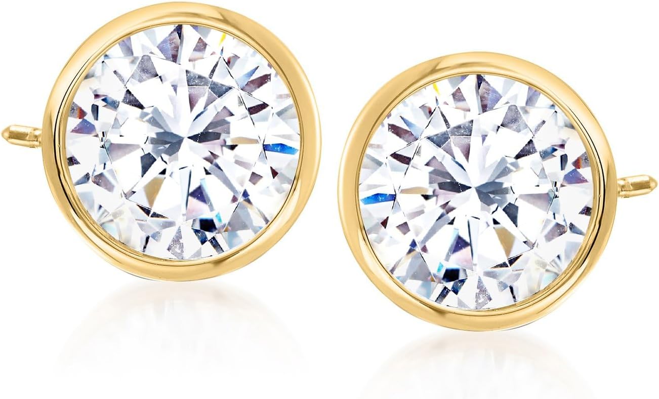 Ross-Simons 2.00 ct. t.w. Bezel-Set CZ Stud Earrings in 14kt Yellow Gold