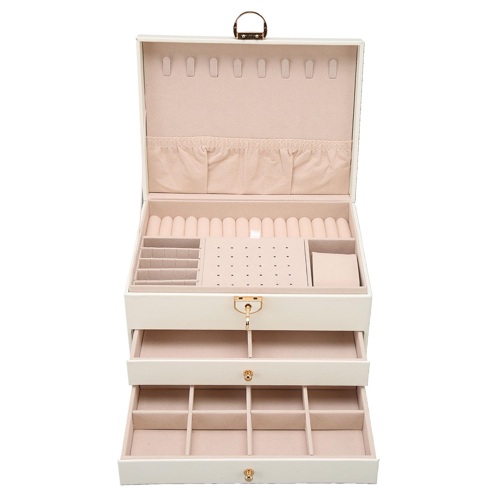 Ylszhy Women's Defult Jewelry Organizer For ,Portable Pu Leather Jewelry Storage Case With 2 Layer,Jewelry Box,Earring Display Holder For Rings,Necklaces,Watch Bracelets