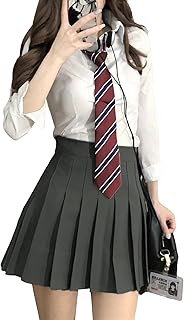 [QOOLYㅤ] 女子高生 制服 学生服 セーラー服 JK制服 女子高生 高校制服 3点セット （シャツ+ネクタイ+スカート） スクール ファッション レディース お揃い 卒業式スーツ ハロウィン コスプレ