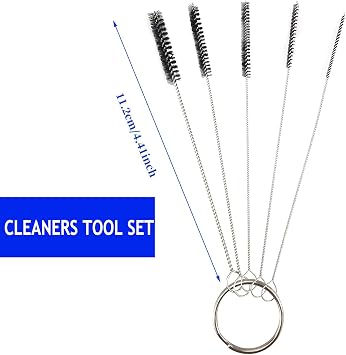 100 Hard Bristle Pipe Cleaners,2Pcs 3-in-1 Pipe Tamper Reamer,2 Mini Nylon Brush Set,2 Pcs Straw Cleaning Brushes,Detachable Key Ring Set of 5 Black Brushes,for Pipe Smoking,Teapot Drinkware Cleaning