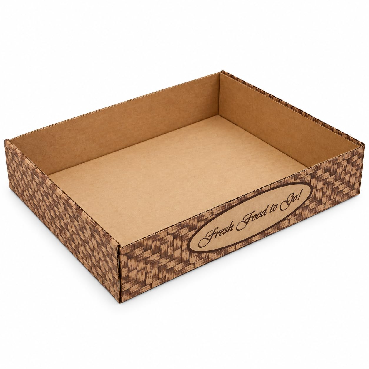 Half Size Catering Carry Box Corrugated B-Flute 21.5" x 12" x 3.5", 50 Pack