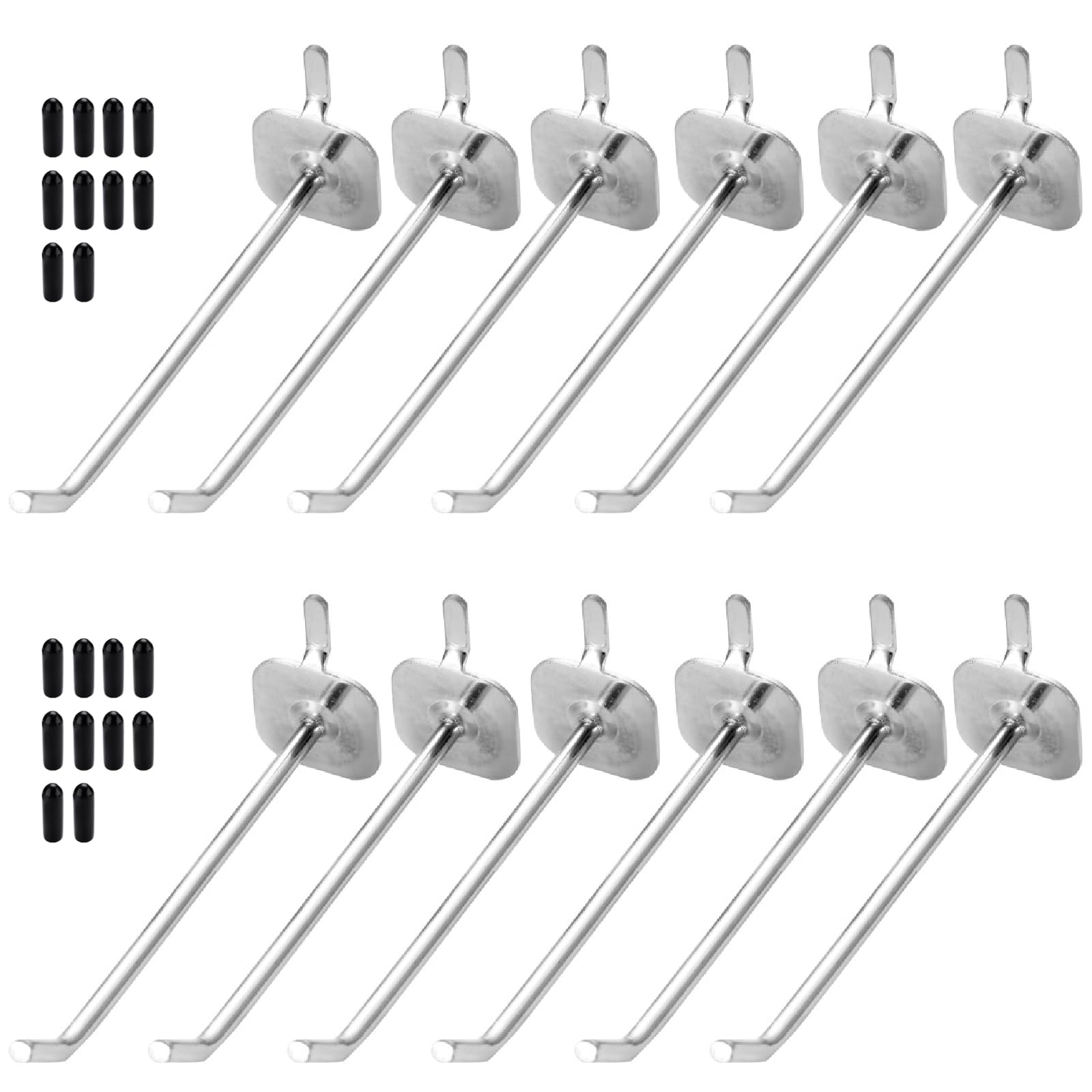 Ericrise 20 Ganci per Pannelli Forati, 10 cm, Metallo, Gancio Organizzativo Singolo per Esposizione al Dettaglio e Organizzazione Strumenti
