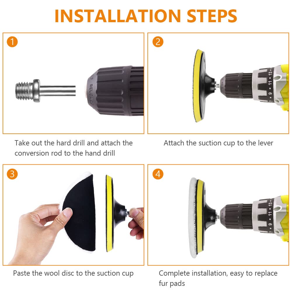 QWORK® 7-delige polijstpad wassponzen 150 mm voor