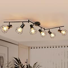 HiBay 6-Light Track Lighting Directional Rotatable Ceiling Light Fixture Black Farmhouse Track Spotlight for Kitchen Bedroom Living Room
