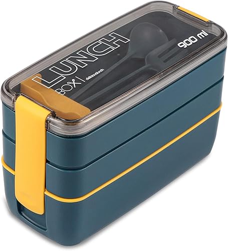 Iteryn Lonchera Bento Box con compartimentos 3 en 1, popote de trigo, a prueba de fugas, ecológica, lonchera Bento para preparar comidas (azul disponible en Yaxa Venezuela