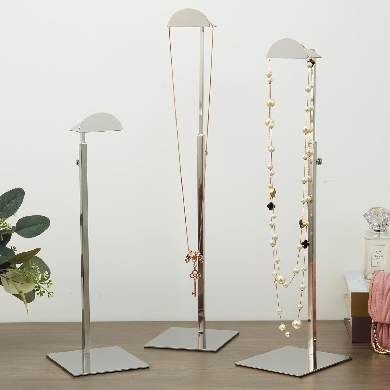 Purse Stands - 3PCS Stainless Steels Hangbag Holder Adjustable Height Purse Display for Retail Luxury Bag Organizer Home Store Boutique Retail Closet - Image 3