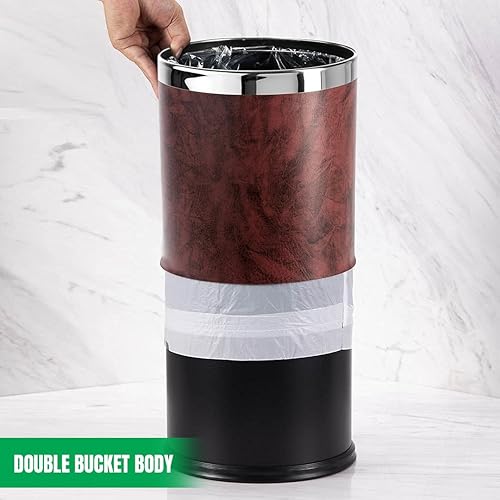 Miniatura 9 de 'Invisi-Overlap' - Papelera de piel sintética con parte superior abierta, papelera de oficina pequeña, decoración moderna del hogar, forma redonda