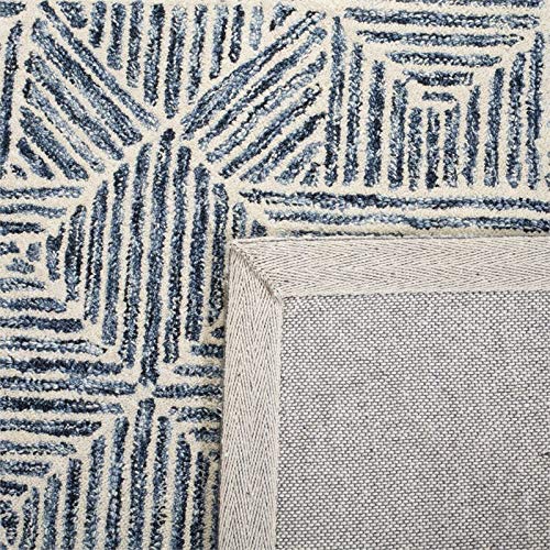 SAFAVIEH Abstract Collection Area Rug - 8' x 10', Blue & Ivory, Handmade Wool, Ideal for High Traffic Areas in Living Room, Bedroom (ABT763M) - Image 4