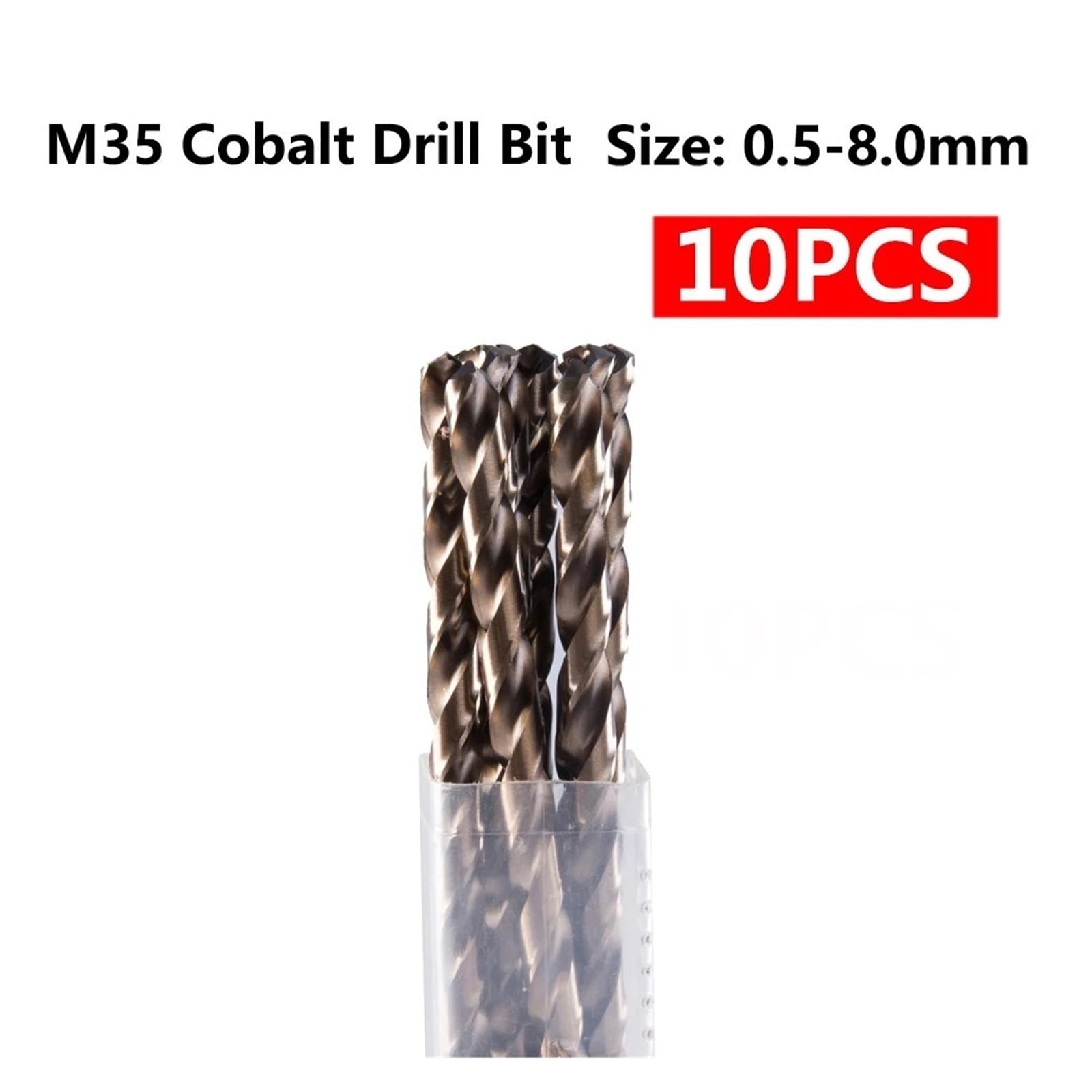 Zestaw 10 wierteł M35 ze stali szybkotnącej kobaltowej, 0,5 mm-8,0 mm, do stali nierdzewnej i twardych metali(7.8mm)