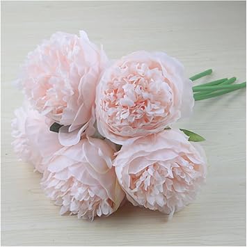 Artificial Flowers in Vase 5 Heads Large Silk Peonies Bridal Bouquet Wedding Table Decoration Silk Peonies Flores Home Flower Pot Ornamental Artificial Flowers Artificial Flowers for Vase Light-pin