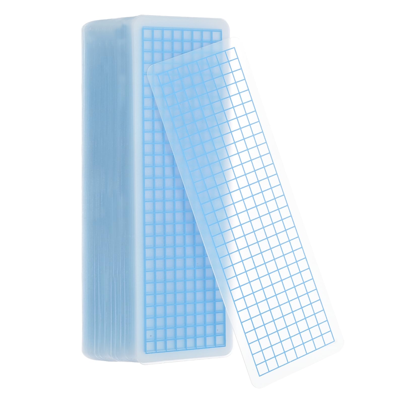 PATIKIL 80Pcs Washi Tape Cards, 5.9 x 2 Inch Washi Tape Boards Storage Organizer PVC Sample Board with Arc Corner for Scrapbooking Journal Home Supplies DIY Crafts, Blue