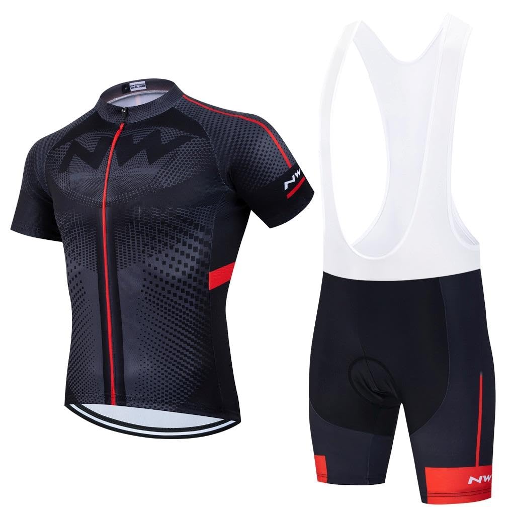 Tuta da Bicicletta MTB Estiva da Uomo Traspirante Asciugatura Veloce Manica Corta e Pantaloncini Imbottiti Maglia da Ciclismo con Motivo Leone