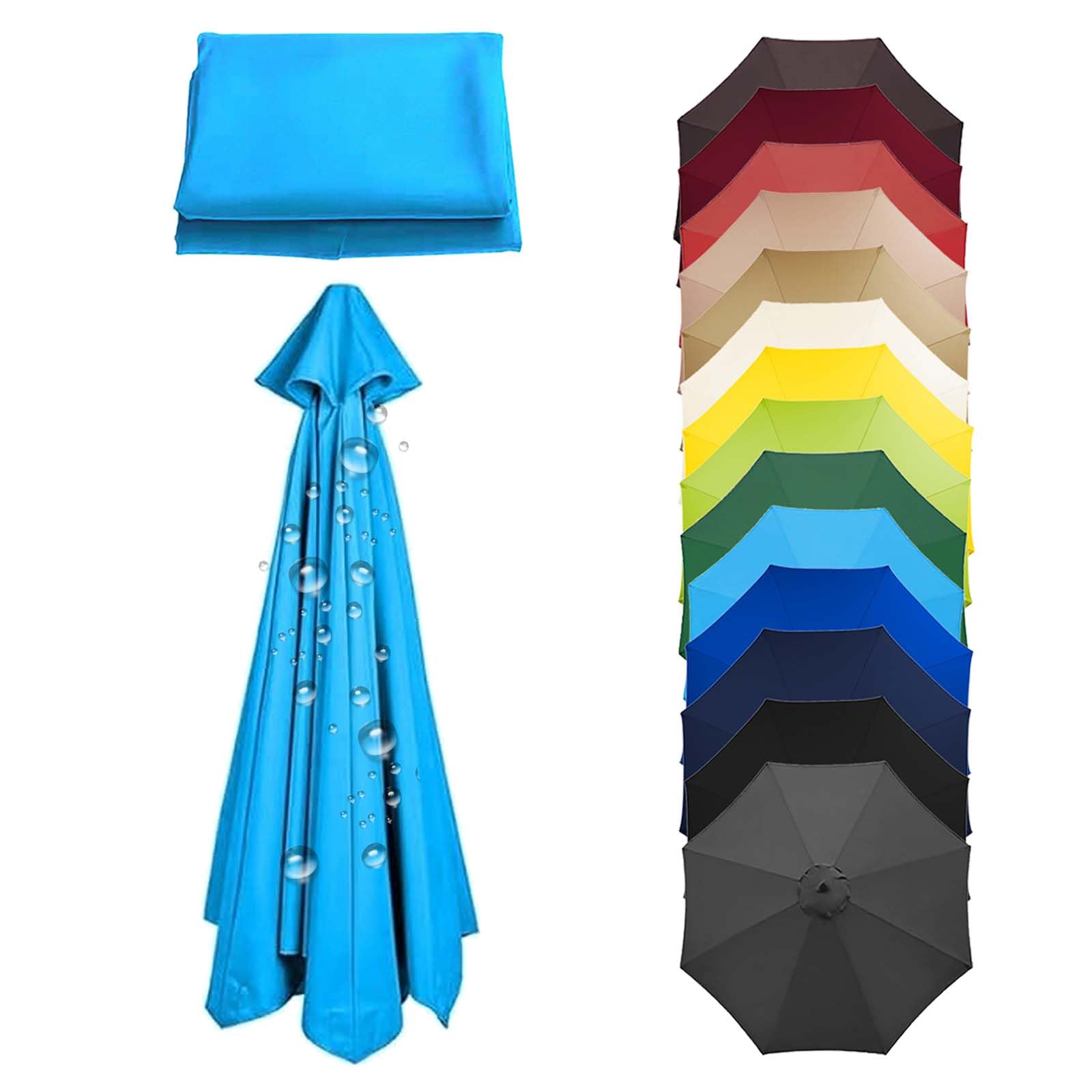 XEISYO 6/8 Ribs Replacement Parasol Canopy, 2m/2.3m/2.5m/2.7m/3m Patio Umbrella Replacement Canopy, Parasol Cover for Outdoor Table Market Yard (B,6Ribs-2.7M/8.9FT)