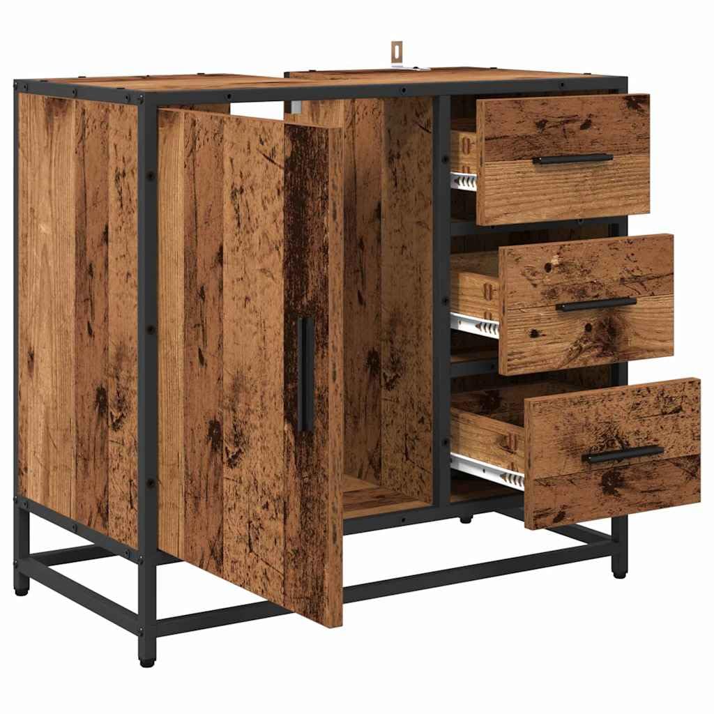 vidaXL Szafka Łazienkowa z szufladą Stare drewno 65 x 33 x 60 cm, Eleganckie rozwiązania przechowywania w łazience, kompaktowa szafka do minimalistycznej organizacji