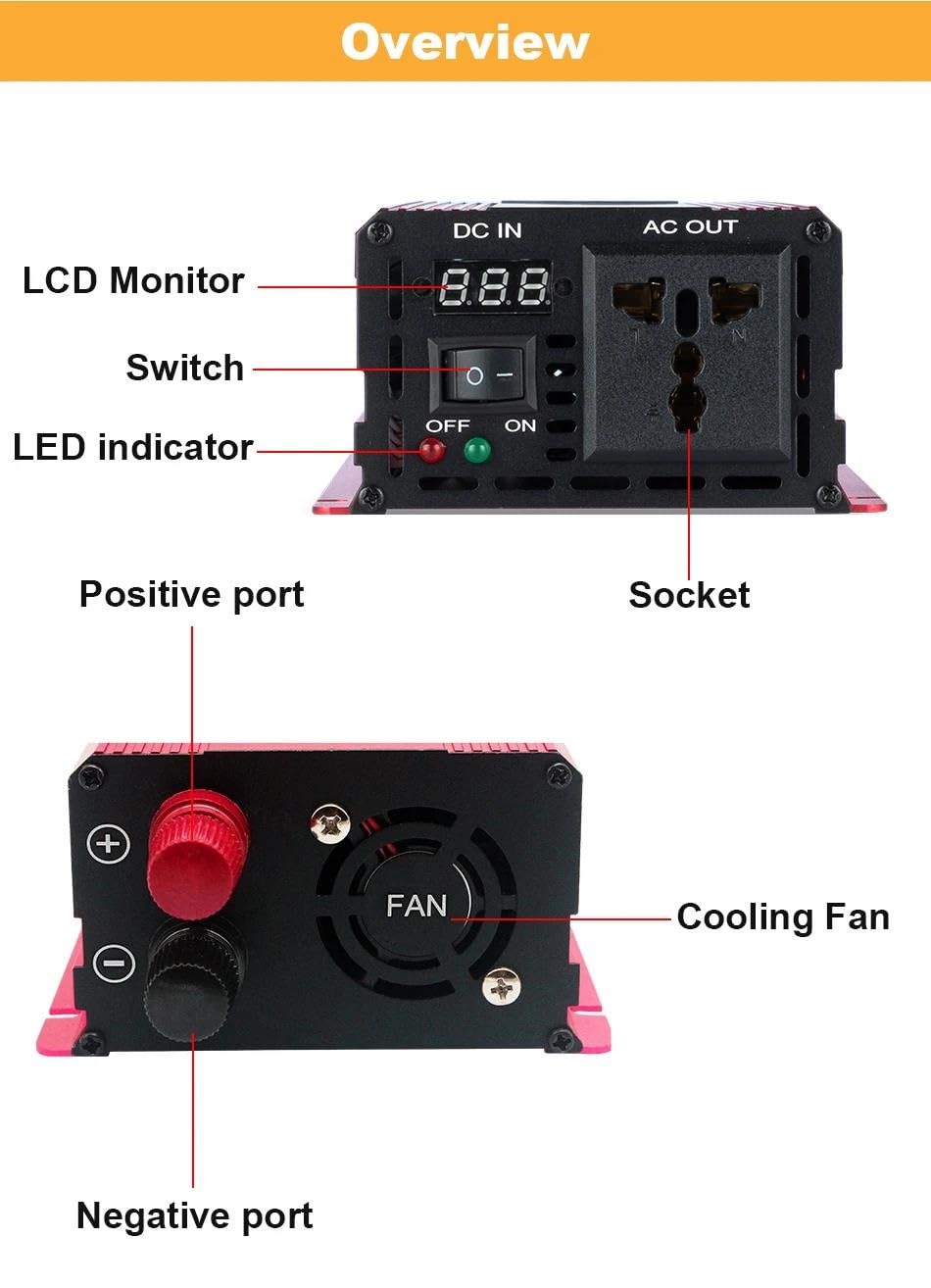 Convertitore Power Inverter 3000w 2200w 1600w 1000w Inverter Potenza Onda Sinusoidale Pura 12V DC A AC 220V Convertitore Stabilizzatore 24V Inverter Solare 50hz 60hz(24V,110V-60HZ,2200W)
