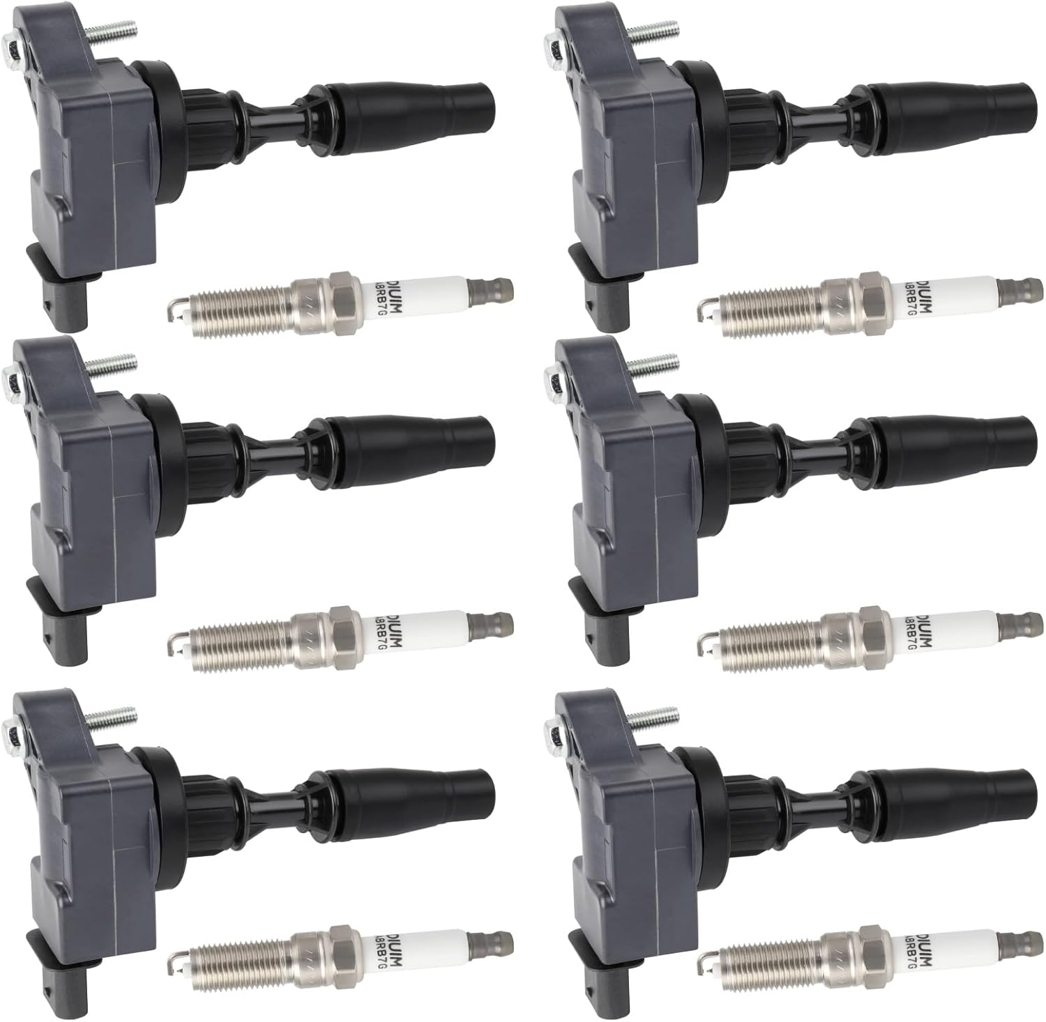 Aintier spark plugs and coil packs kit Compatible for Cadillac XT5 3.6L 2017-2023 replace with UF830+41130 6 Ignition Coils with 6 Double Iridium Spark Plugs