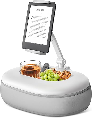 Beanbag - Soporte de almohada para tableta que aumenta la altura de la pantalla, soporte de lectura manos libres, incluye cuenco de aperitivos y