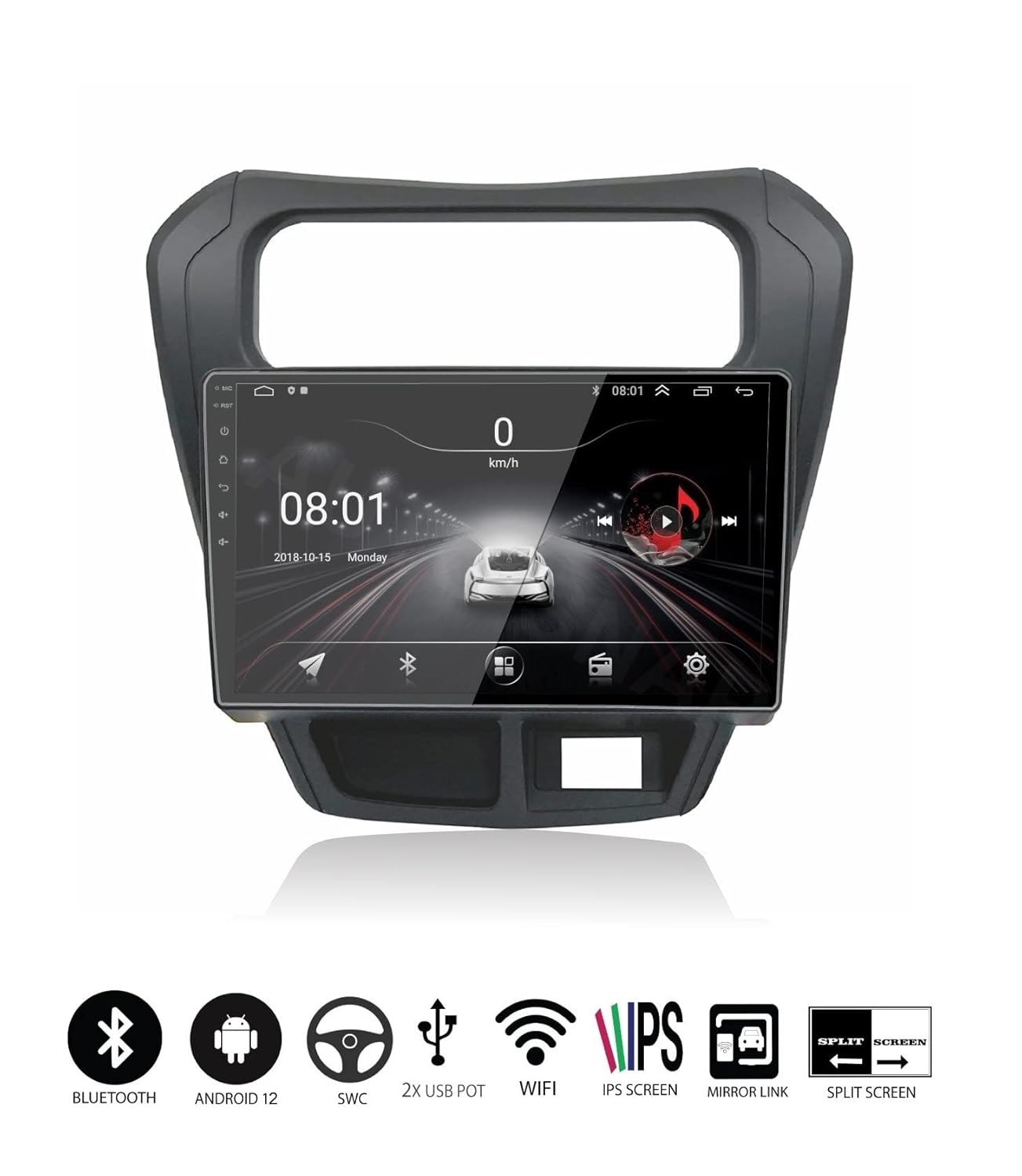 AUTO SNAP 9 Inches 22cm Touch Screen Android 12 Gorilla Glass IPS Display Car Stereo with 2GB RAM/16 GB ROM GPS/Wi-Fi/Navigation/Steering Wheel Controls Mirror Link Compatible for Maruti Suzuki Alto 800 2014-2019