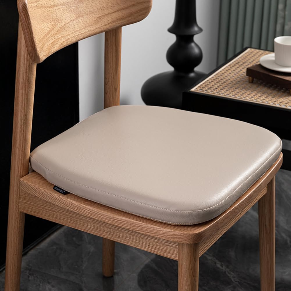 Coussin de chaise imperméable lot de 4 galettes de chaise antidérapantes similicuir beige