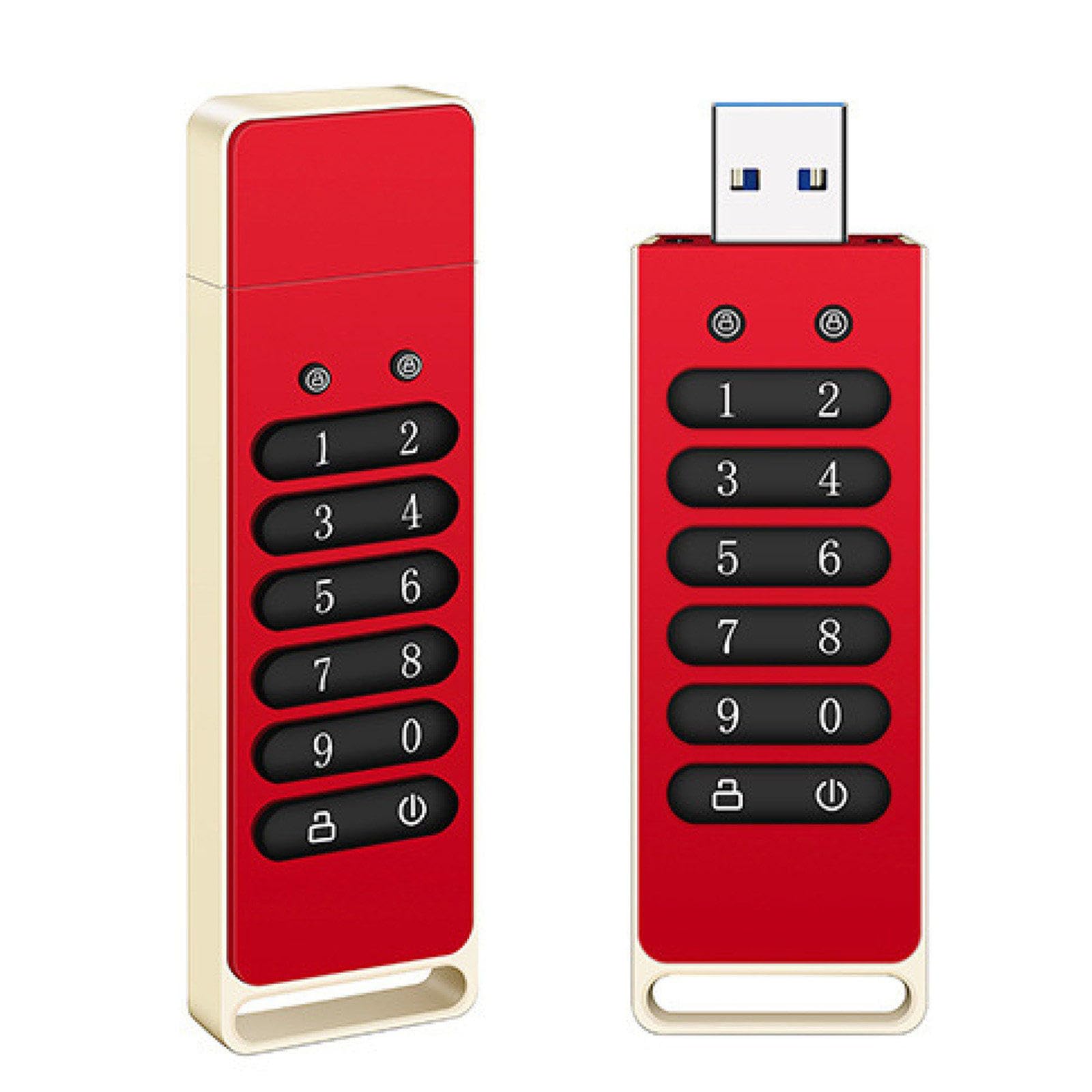 Unidad USB Encriptada,Unidad Flash Segura,Unidad Flash USB 3.0 con Encriptación De Hardware,Dispositivo De Almacenamiento De Datos Encriptado,Compatible para Mac/Windows/Linux Red-8GB