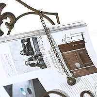 Vista 3 de Jemeni Soporte para libros de cocina de metal Fleur De Lis para cocina, acabado marrón antiguo