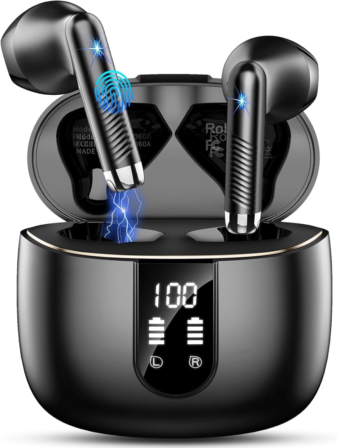 Drsaec Bluetooth 5.4 Kopfhörer, 6D Tiefer Bass In Ear Kopfhörer Kabellos Bluetooth 2026 Neu Kabellose Kopfhörer mit 4 ENC Mic, 56 Std Noise Cancelling Ear Buds, USB-C, IP7 Wasserdicht Sport Ohrhörer