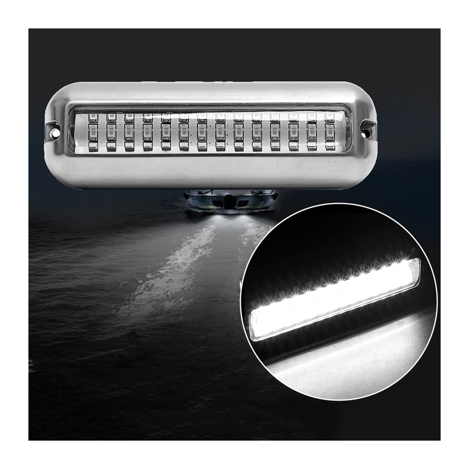 Eclairage Piscine Universal 42 LED Bateau en acier inoxydable TRANSOM CLASSEMENT 50W Luminaires sous-marins Éclairage paysager for accessoires de bateau marin IP68 Étanche Lampe LED Submersible ( Colo