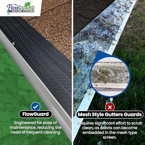 Image of FlowGuard Heavy-Duty 5 inch /6 inch USA Slip-Under Gutter Guards, Black, 5,100 Ft