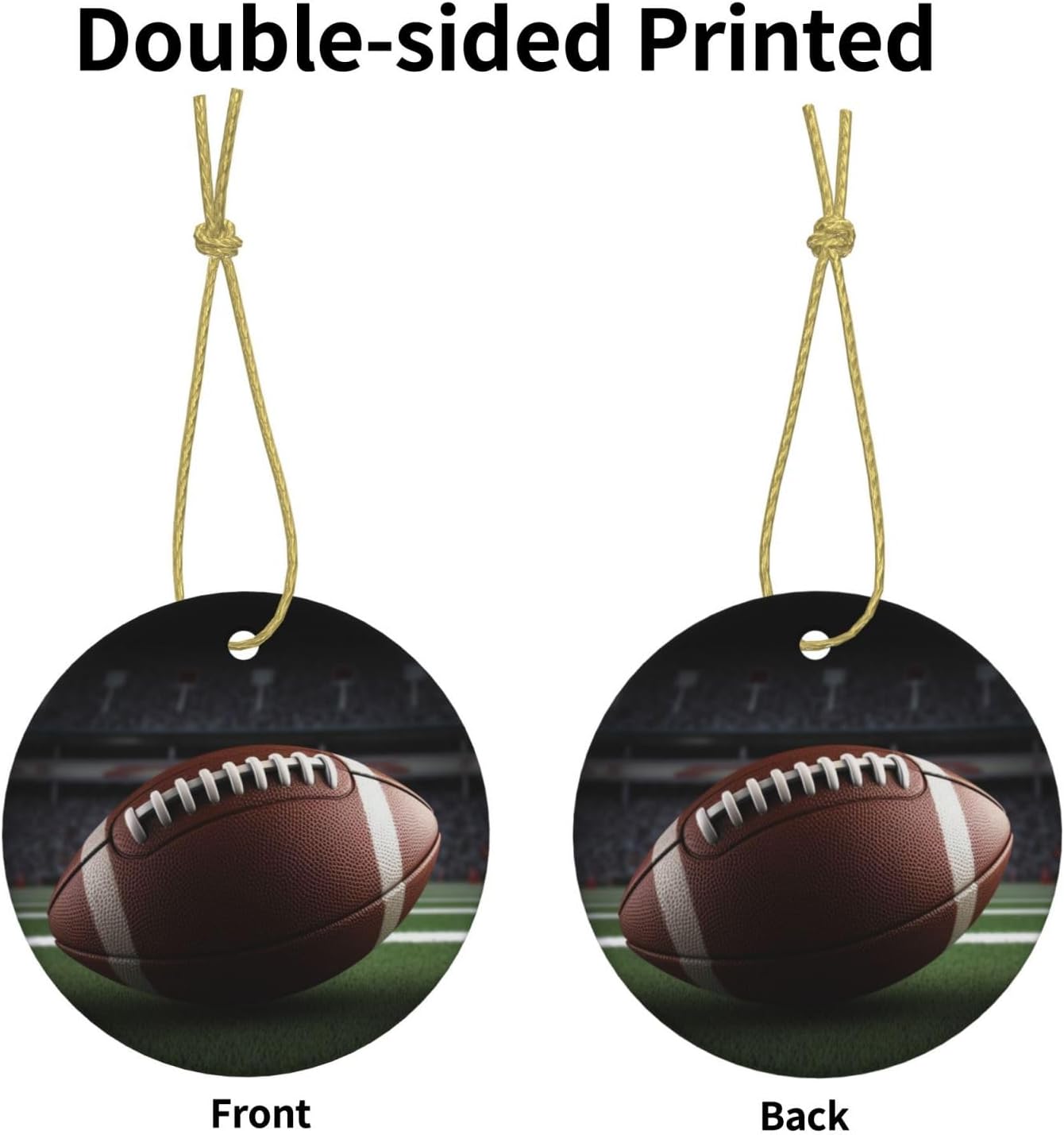 Christmas Ornaments Ceramic Round Christmas Hanging Ornament Double-Sided American Football Print Christmas Tree Pendants for Fireplace Party Holiday Wedding Xmas Decoration Gift