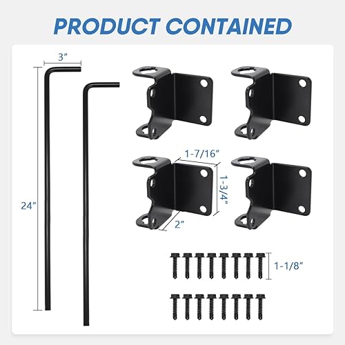 Miniatura 2 de HANSHAN Perno de caña resistente para puerta de 24 pulgadas, acero con acabado negro, paquete de 2 unidades para puerta doble