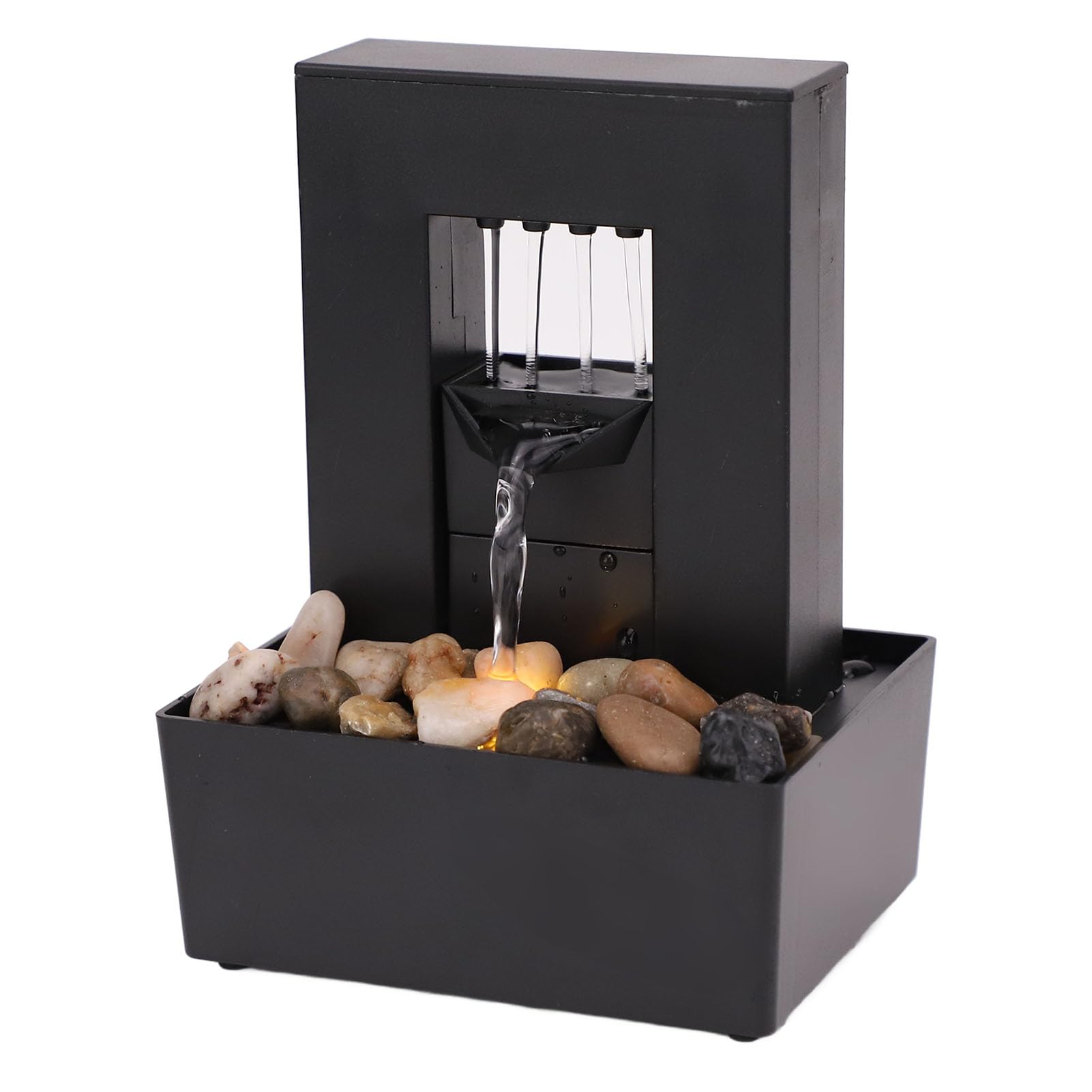 Fuente de Agua de Mesa, Mini Fuente de Agua Interior con Batería Ligera y Guijarros, Fuente de Mesa Interior, Adorno de Fuente de Relajación de Sonido para Mesa, Oficina,
