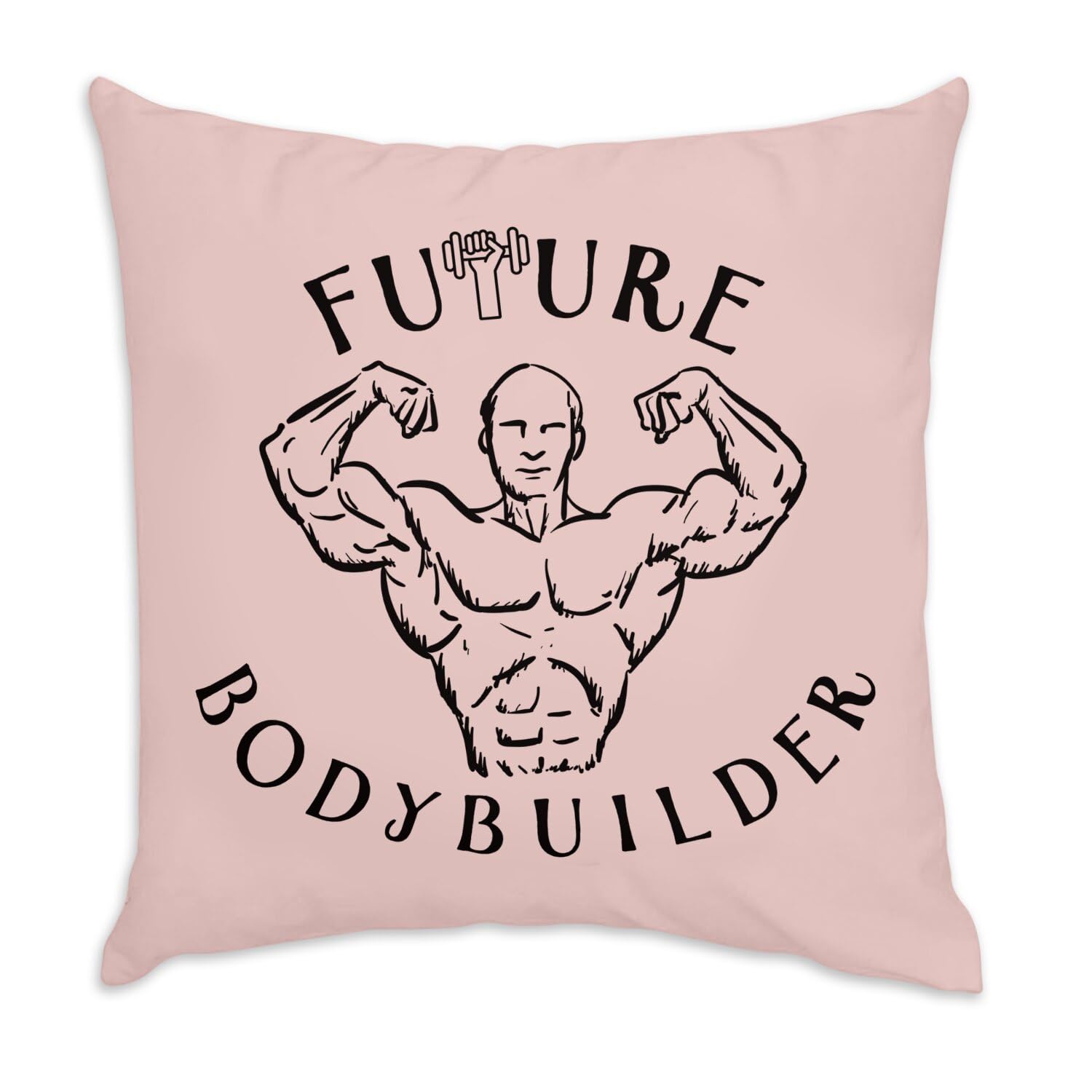 Coussin en velours rose Future Bodybuilder haut de gamme 40x40 cm