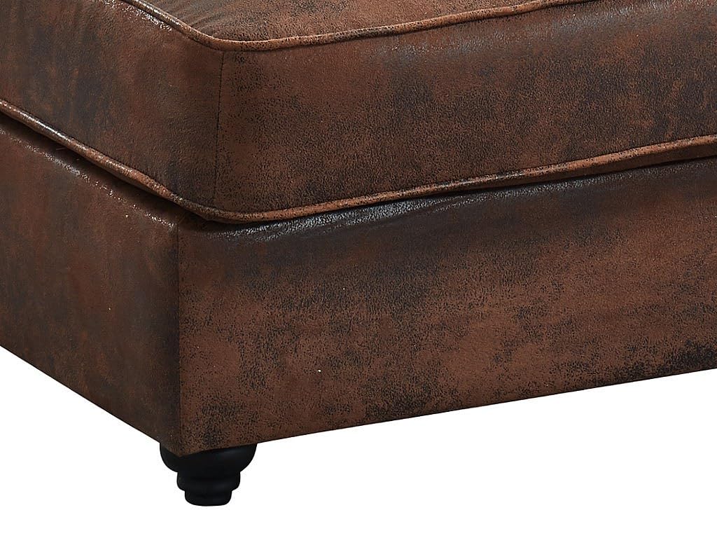 Vente-unique - Méridienne Droite Chesterfield en Microfibre Aspect Cuir Vieilli SHIREL