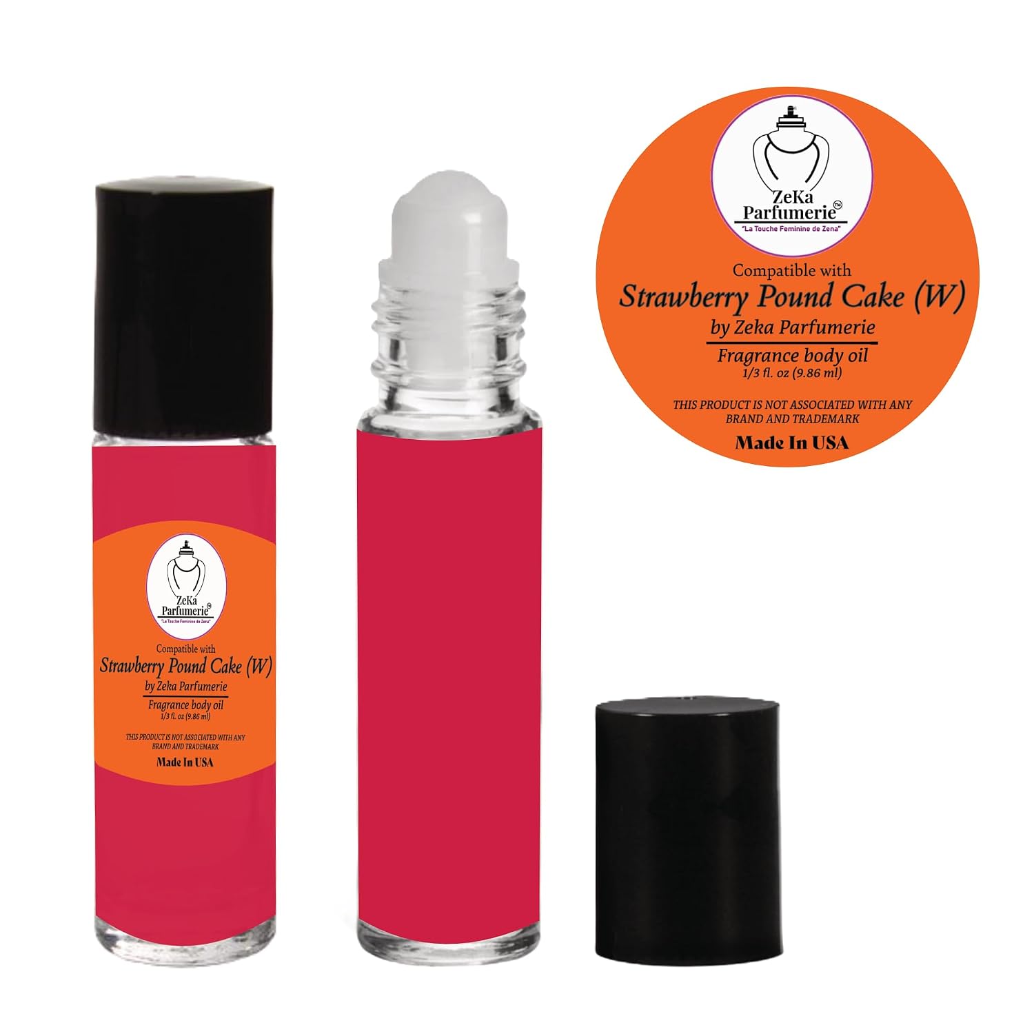 Compare to Aroma Compatible with Strawberry Pound Cake for Women Fragrance Body Oil on 1/3 oz (9.86ml) Travel size Roll-On Botlle image 3
