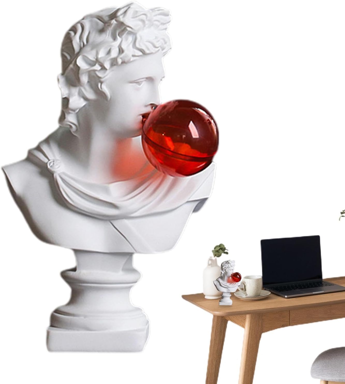 David Resin Sculpture Blowing Bubbles |Decorative Desktop Art Greek Bust Statue, Waterproof Craft Ornaments, Home Decoration for Bookshelf