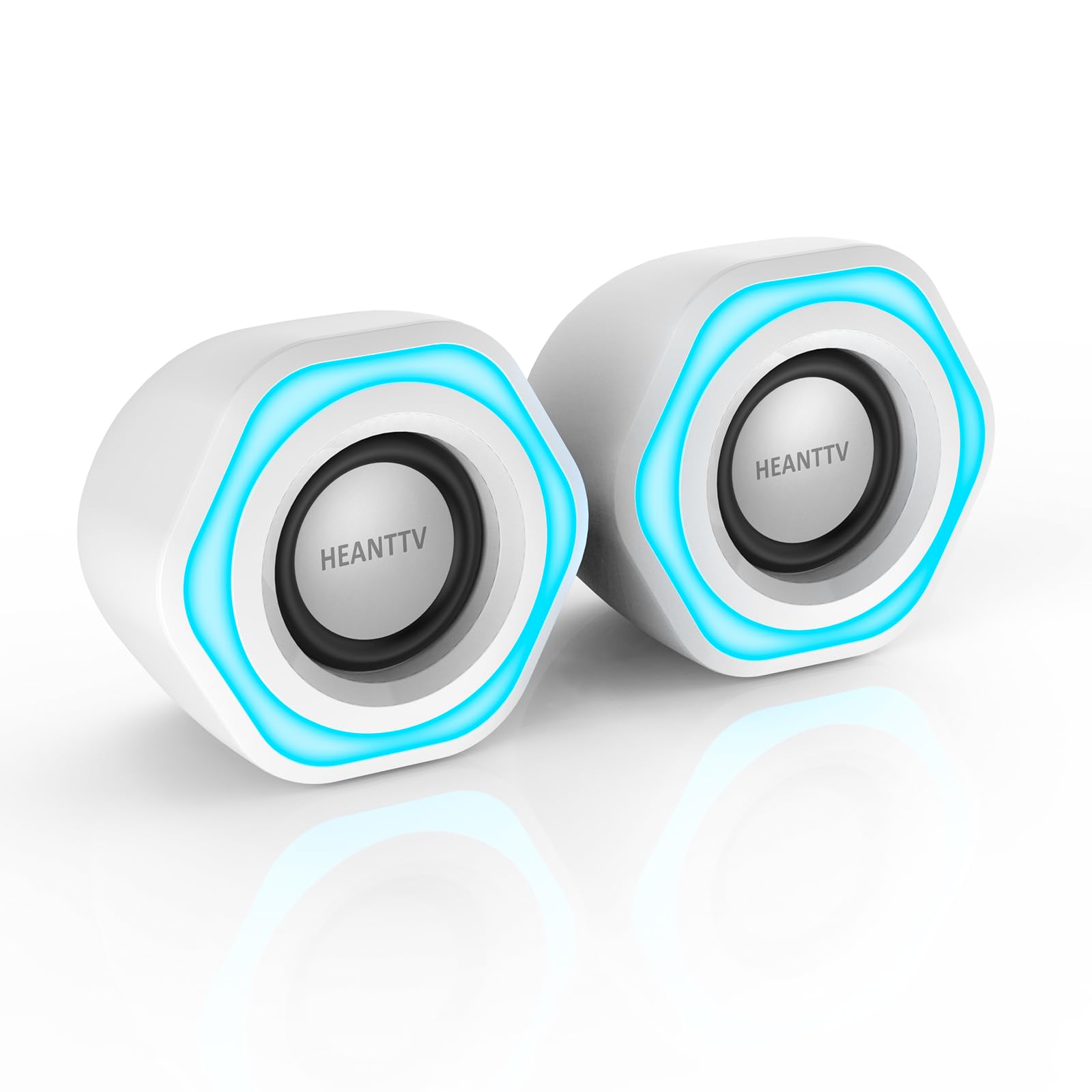 Altavoz de Ordenador, Mini Altavoz con estéreo 6W USB Powered 3.5mm AUX-in Altavoz portátil para PC, portátil, Notebook, Escritorio (Blanco) (Blanco)